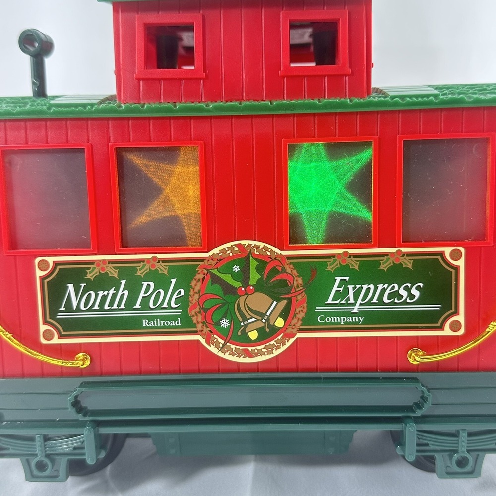 Eztec North Pole Express Caboose Train Car Light-Up Red Green Gold Christmas - Picture 7 of 7